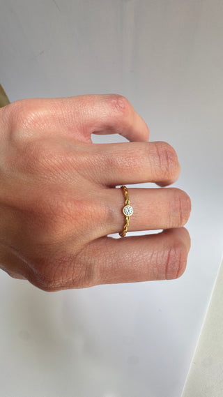 Braided stacking band bezel stone