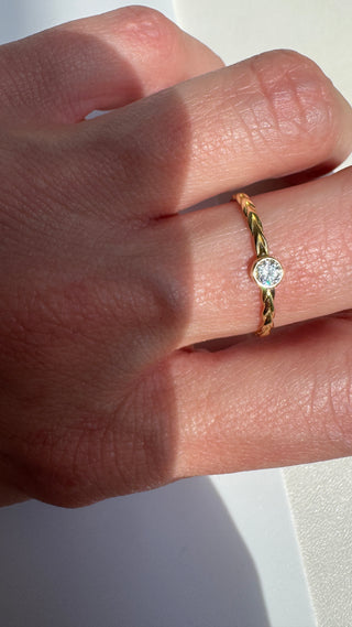 Braided stacking band bezel stone