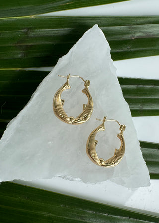 14k Vintage Fish Hoops