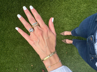 Vintage 9k Natural Light Blue topaz and cz ring