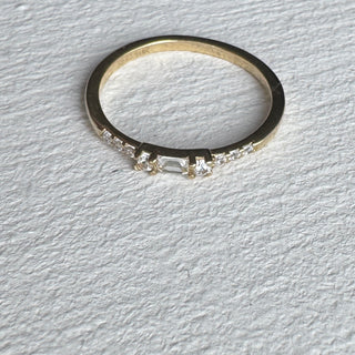 Stacking pave & emerald Ring