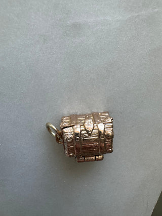 Vintage 9k Solid Gold Articulated Treasure Chest Pendant with British Hallmarks