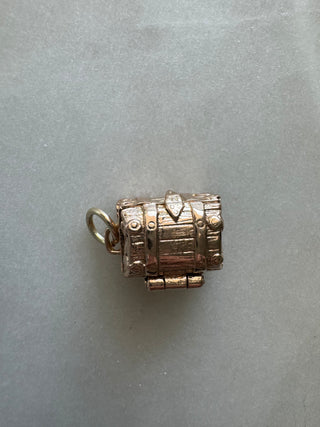 Vintage 9k Solid Gold Articulated Treasure Chest Pendant with British Hallmarks