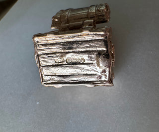 Vintage 9k Solid Gold Articulated Treasure Chest Pendant with British Hallmarks