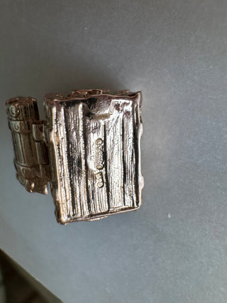 Vintage 9k Solid Gold Articulated Treasure Chest Pendant with British Hallmarks