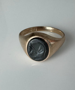 Vintage 9K Centurion Natural Hematite Ring
