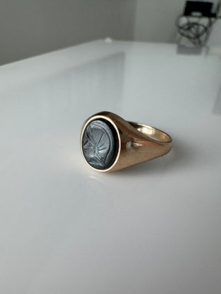 Vintage 9K Centurion Natural Hematite Ring