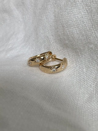 14k Gold Diamond Starburst Huggies