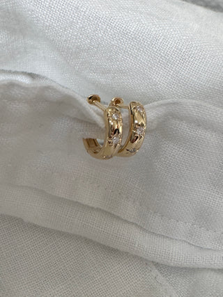 14k Gold Diamond Starburst Huggies