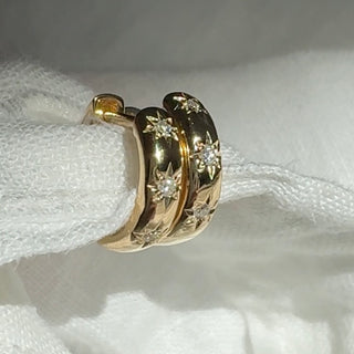 14k Gold Diamond Starburst Huggies