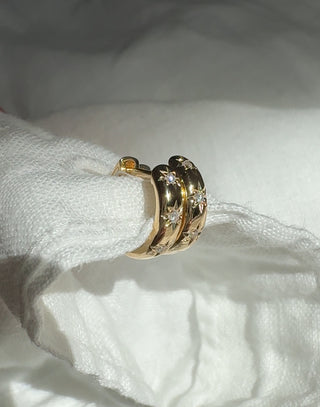 14k Gold Diamond Starburst Huggies