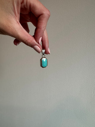 Vintage Sterling Silver Turquoise Octagon Pendant