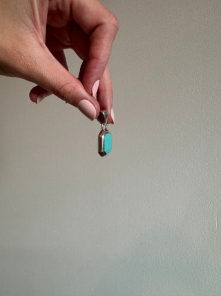 Vintage Sterling Silver Turquoise Octagon Pendant