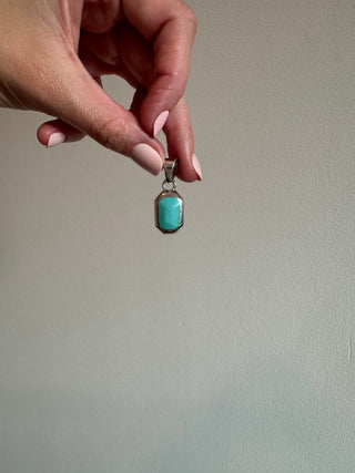 Vintage Sterling Silver Turquoise Octagon Pendant