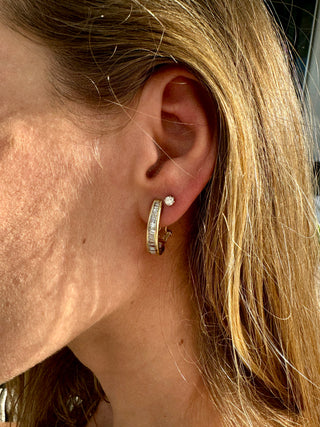 Vintage 10k Gold Natural Diamond Baguette Stunning Earrings