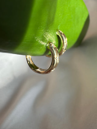 14k Gold Diamond Starburst Huggies