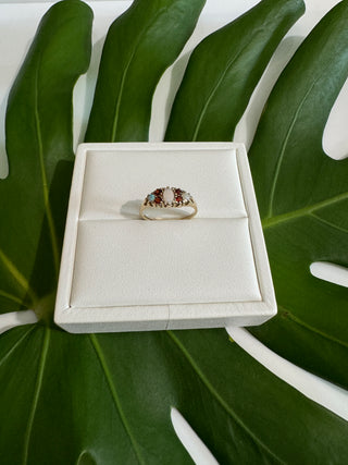Vintage 9k Garnet & Opal Ring