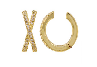 Diamond X Design Ear Cuff 14k