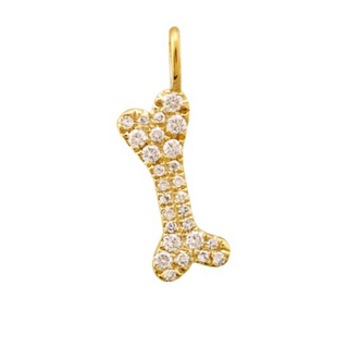 Dainty Diamond Dog bone Charm 14k