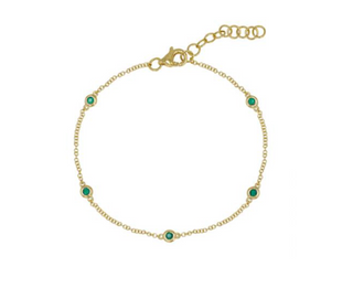 14k Emerald Dainty Bracelet - May Birthstone