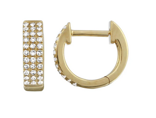 Triple Row Diamond Everyday Huggies 14k Gold